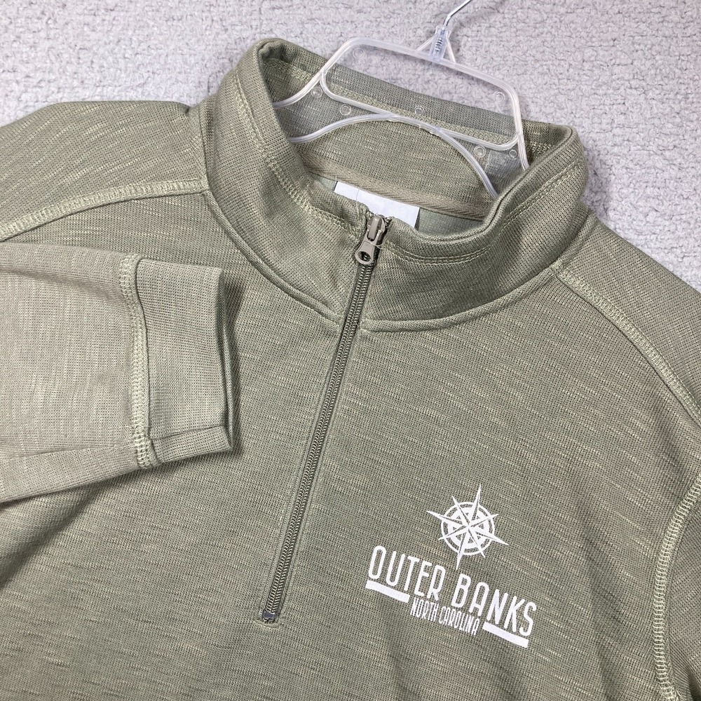 Outer Banks North Carolina 1/4 Zip Top Mens‎ XXL Light Olive Green Medium weight